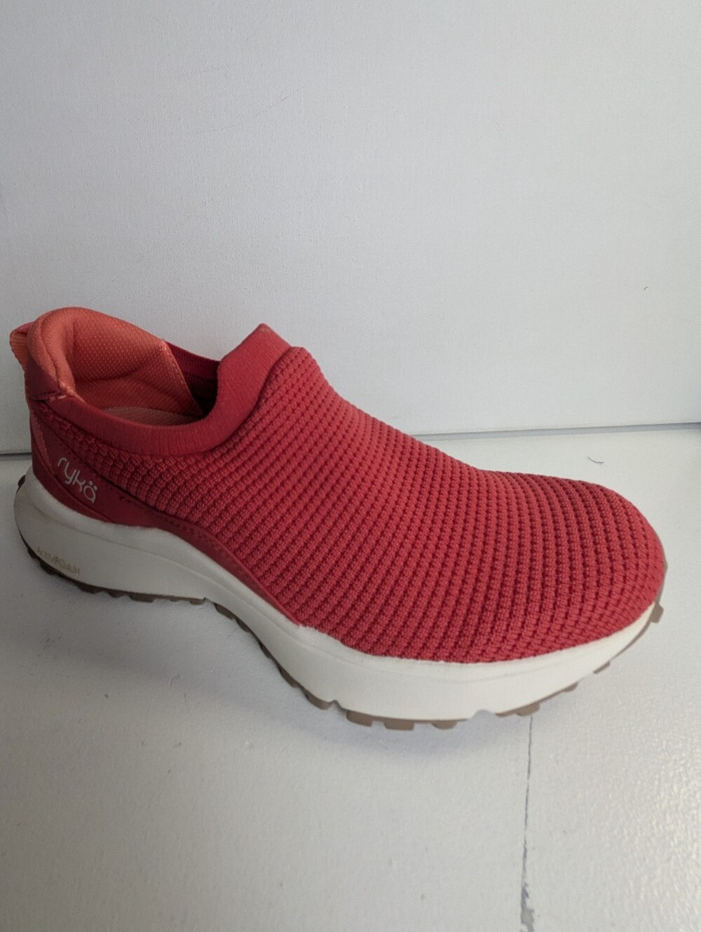 Ryka Washable Stretch Knit Slip-Ons Sneakers Jumpstart Terra Cayenne Red Sz 9.5